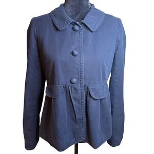 J. Crew | Navy Ottoman Molly Peplum Button Pea Coat | Sz 8